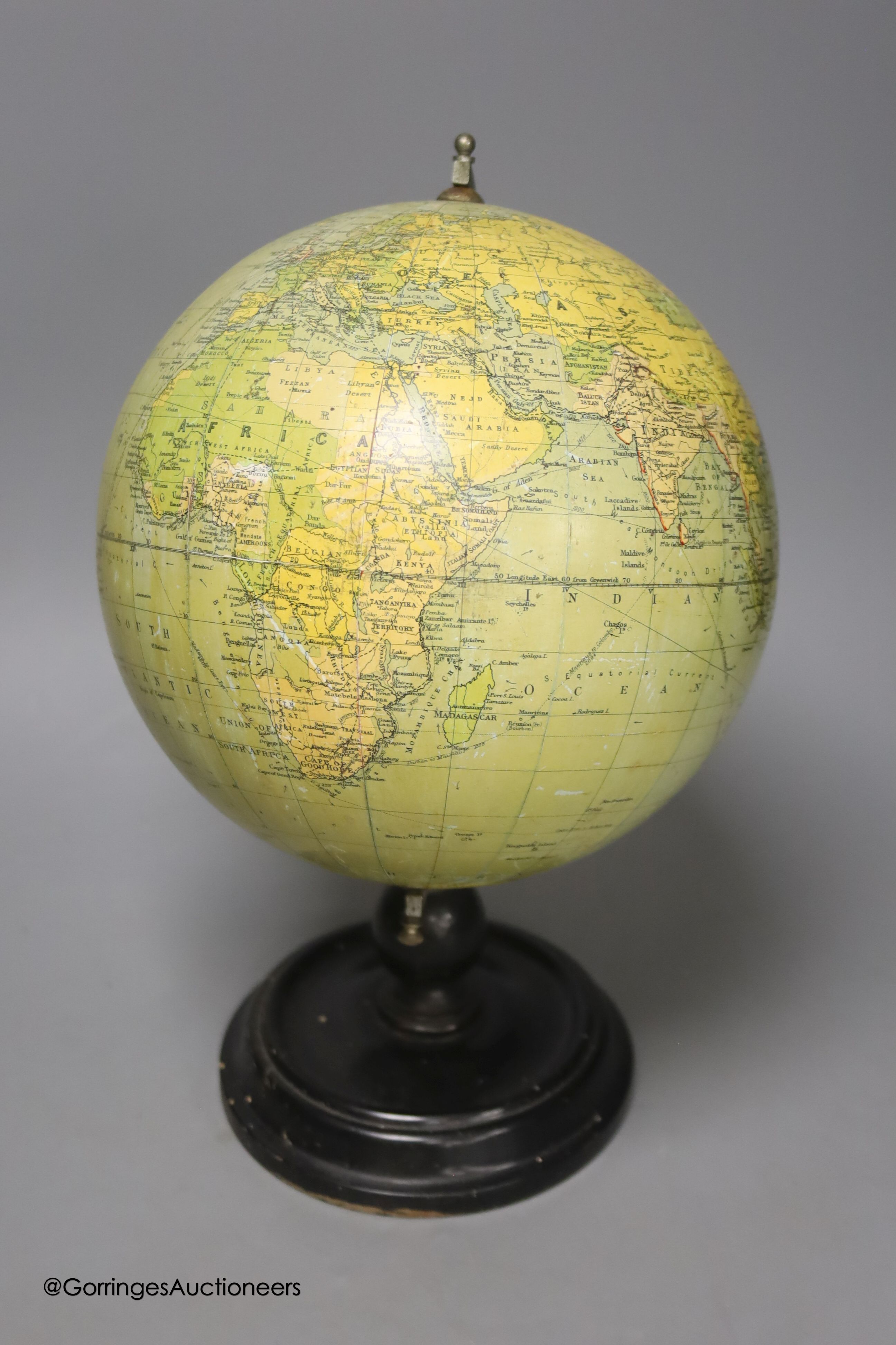 A Phillips' British Empire 7.5in. table globe, height 30cm